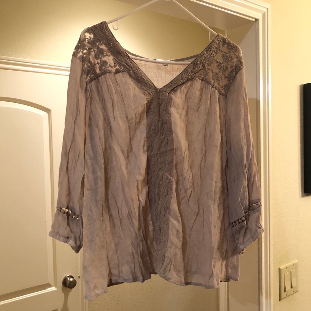 Tan peasant top